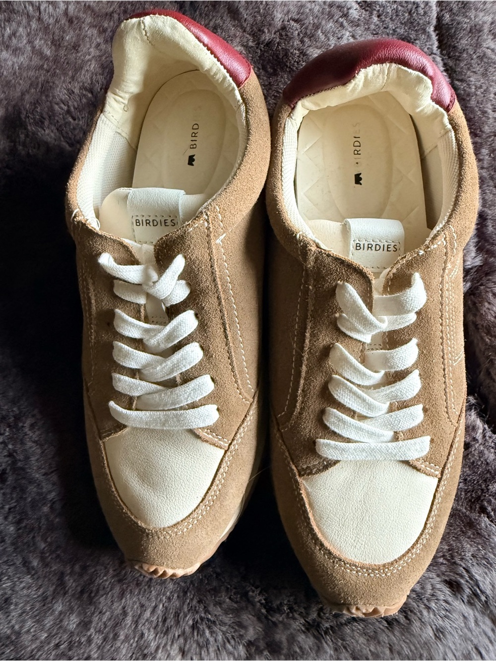 Birdies Suede Lace-Up Sneakers Beige/Tan Size 8